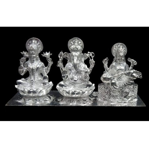 925 silver laxmi ganesh sarawati idol