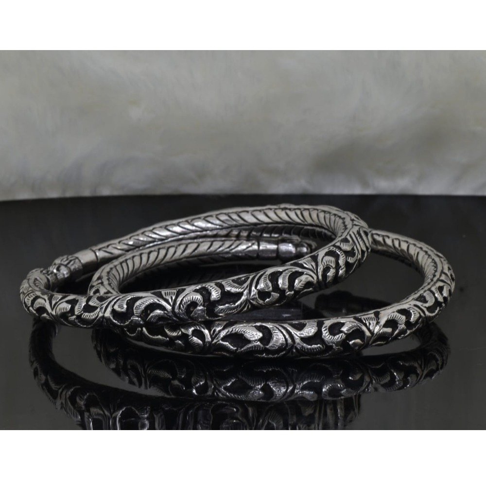 925 silver oxidised leg kada